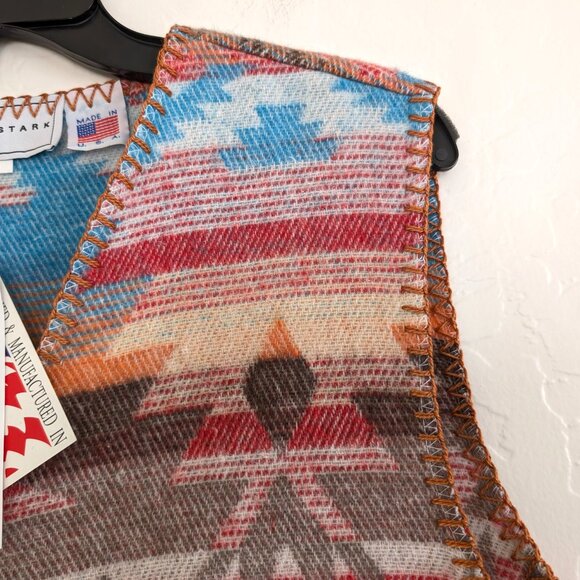 RHONDA STARK Vest VTG‎ Women's M Santa Fe Fringe Blanket Native Southwest USA - Picture 4 of 14